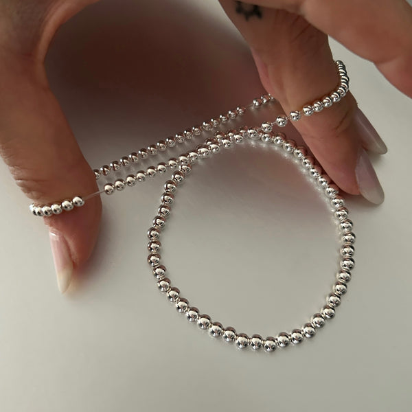 ALAIA BEADED BRACELET IN SILVER (S999) - Type 2 (4MM)